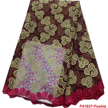 

Latest French Nigerian Lace Fabrics High Quality African Tulle lace ribbon Wedding French Swiss Mesh switzerland Dress N1827