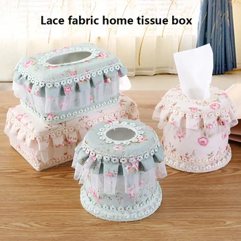 

1 European Garden Garden Storage Box Lace Romantic Home Car Multifunctional Art Car Fabric Tissue Box Household Storage