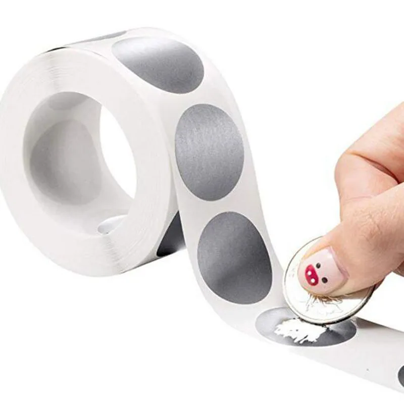  300Pcs/roll Round Scratch Off Stickers DIY Scrapbooking Invitation Card Stickers Self Adhesive Gift - 4000379797697