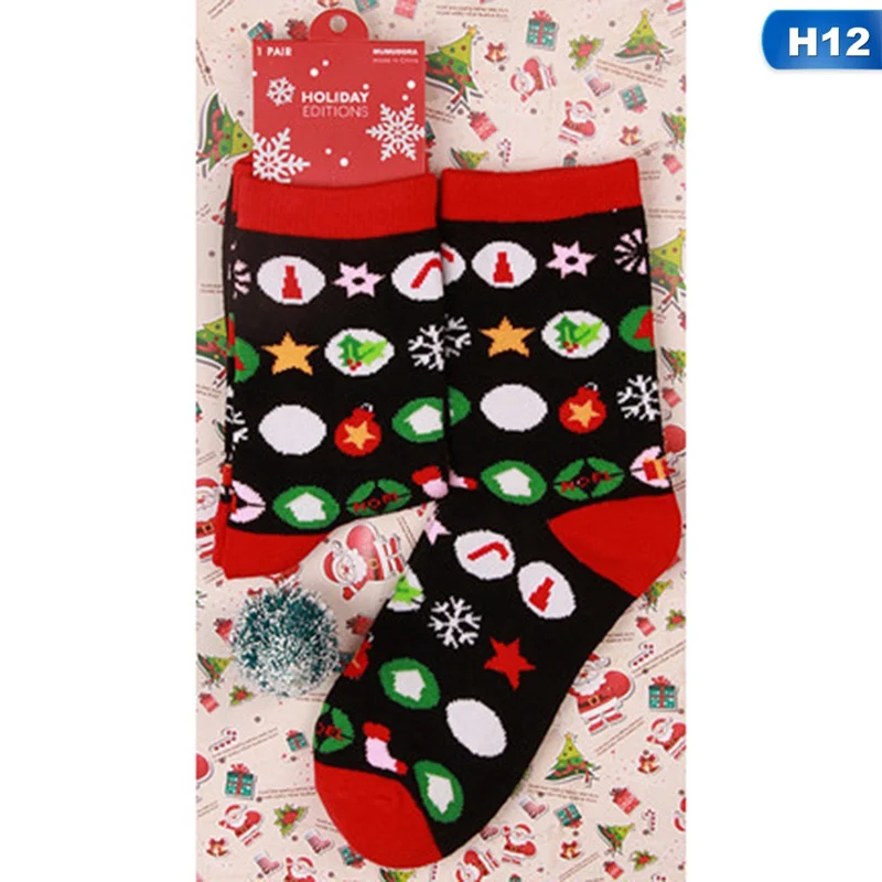 Christmas Tree Snow Elk Gift Cotton Happy Socks PEONFLY New Autumn Winter Christmas Socks Men Funny New Year Santa Claus