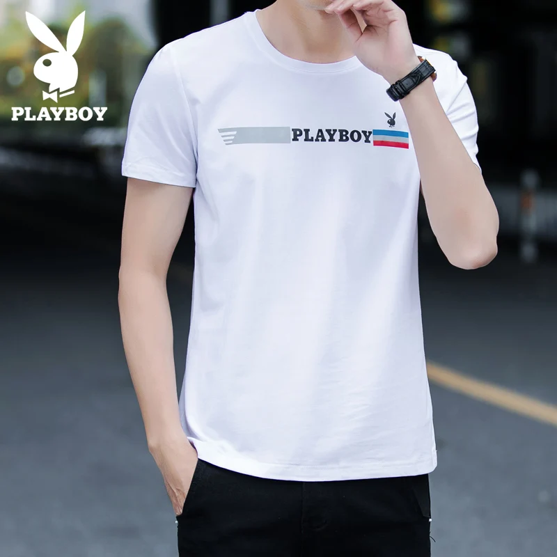 Мужская футболка с коротким рукавом Playboy летняя свободная круглым вырезом и