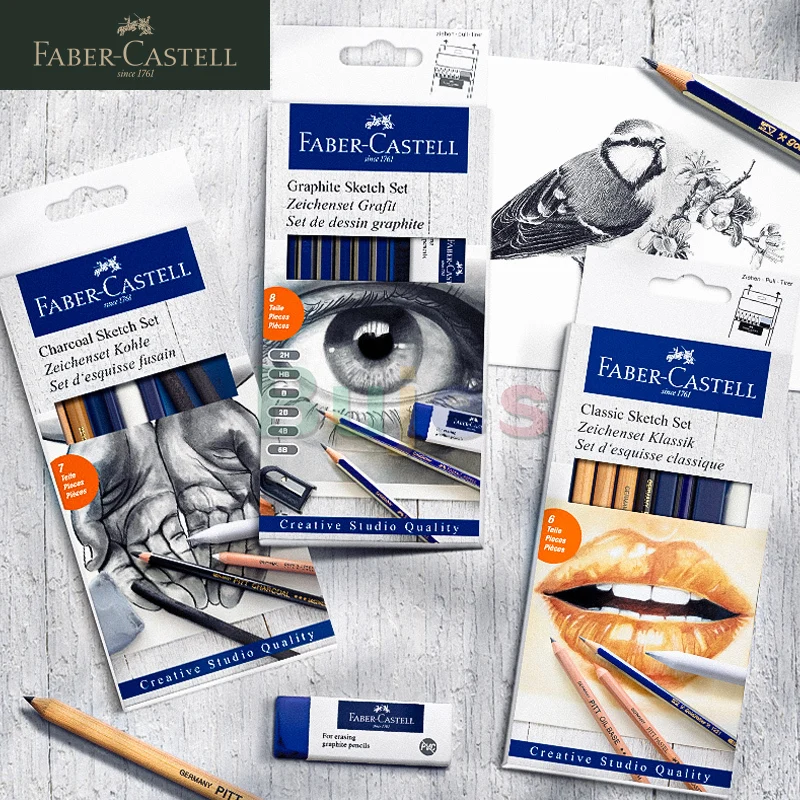 Faber-Castell Creative Studio Graphite Sketch Pencil Set - 6 Graphite Pencils (2h, HB, B, 2B, 4B, 6B)