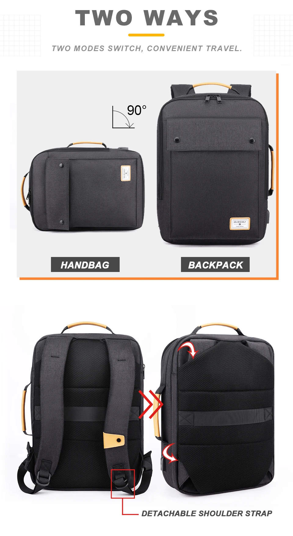 Business Backpack Men Briefcase Travel USB Charging Bag Male Waterproof Laptop 15.6 Inch Notebook Bags Pack Unisex Women Bagpack (6)