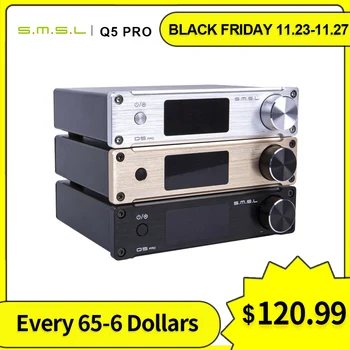 

SMSL Q5 Pro Digital Amplifier 2-50W USB/Coaxial/Optical 2x45W Control USB COAXIAL OPTICAL Input 192KHZ 44Bit with Remote Control