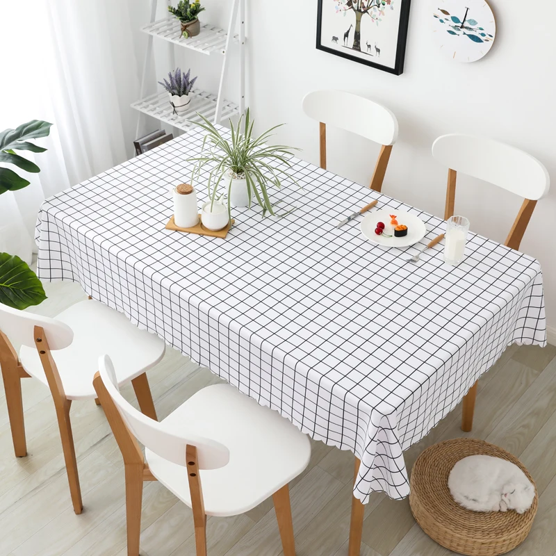 

YRYIE Polyester Oilcloth Waterproof Checkered Tablecloth Black And White Kitchen Dinning Decorative Table Cover Restaurant