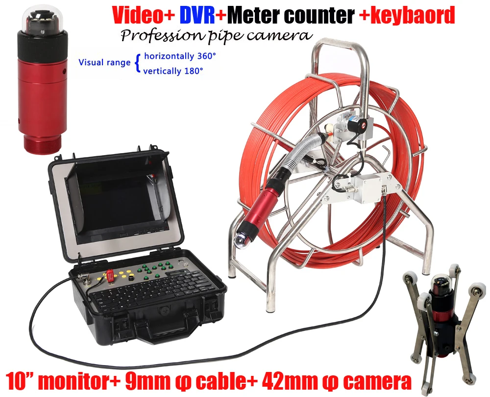 60M DVR канализационная камера с 360 rotaion ptz камера эндоскопа Инспекционная камера с счетчиком счетчика с клавиатура диктофон