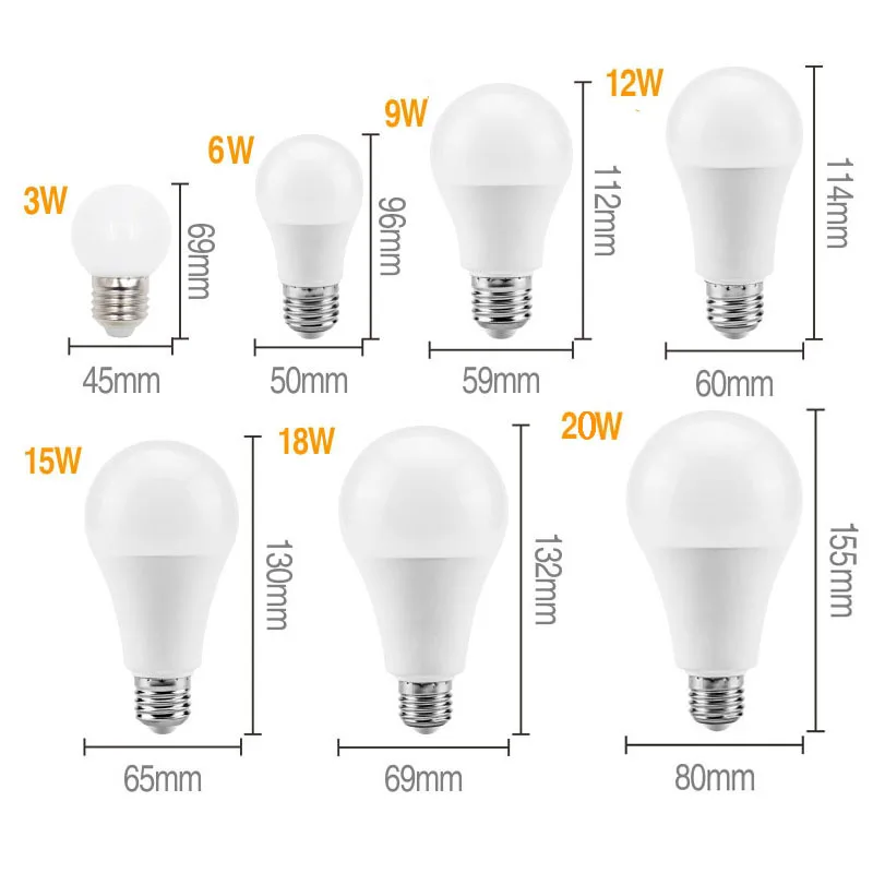 E27 E14 Светодиодный светильник 3 Вт, 6 Вт, 9 Вт, 12 Вт, 15 Вт, 18 Вт, 20 Вт, лампада, светодиодный светильник, лампочка переменного тока 220 В, 230 В, 240 в, Bombilla, точечный светильник, холодный белый, теплый белый