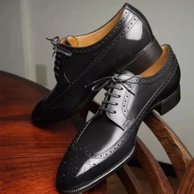 

Solid Color Men Fashion Spring and Autumn Low Heel Pointed Lace Up PU Leather Classic Comfortable Casual Formal Shoes AQ426
