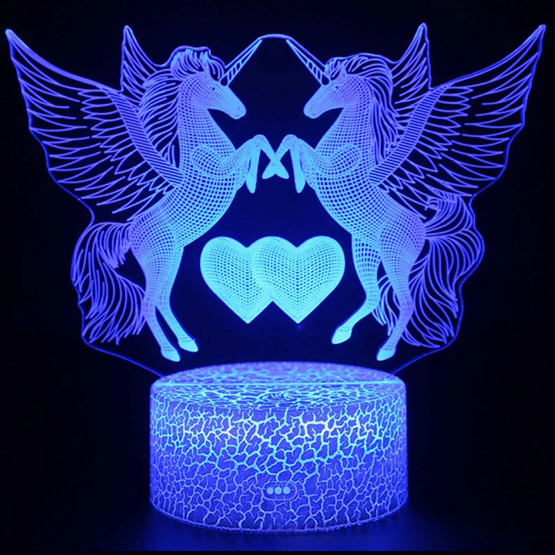 LED 유니콘 모양의 야간 조명, 원격 또는 터치 제어 테이블 책상 램프, 크리스마스 홈 장식, 어린이 및 용 사랑스러운 선물