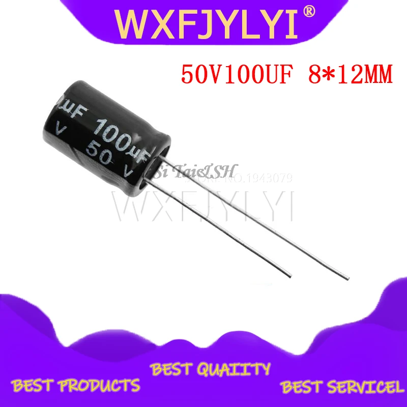 50 шт Высокое качество 50V100UF 8*12 мм 100 мкФ с алюминиевой крышкой 50В