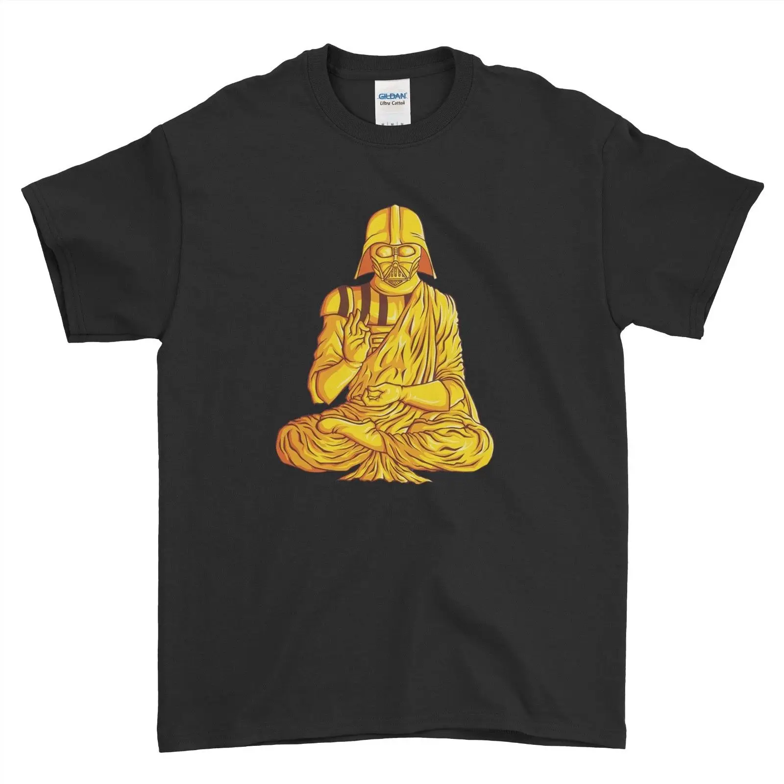 

Spiritual Golden Star Wars Buddha Darth Vader Fun Art Cool Men T Shirt Top Tee Youth O-neck Customized Streetwear