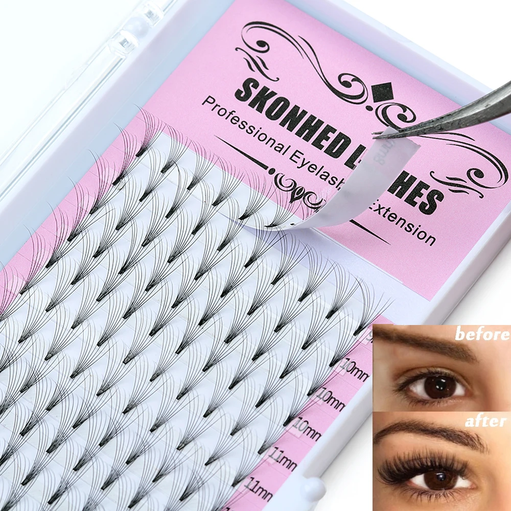 

SKONHED 16 Rows 3D~10D Russian Premade Volume Fans Eyelashes Extension Heat Bonded Faux Mink Lash Natural Long C Curl 0.07 Thic