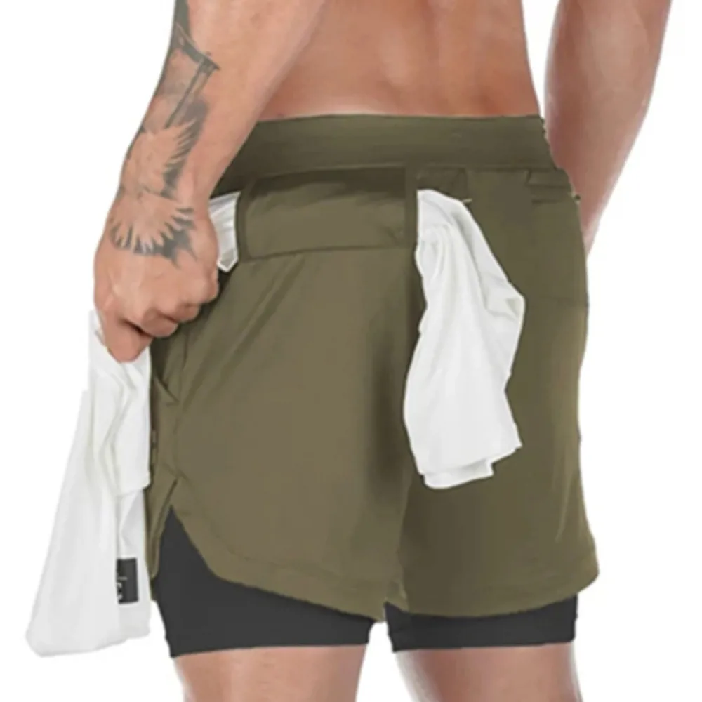 Summer Men's 2 in 1 shorts Casual Outdoor loose short pants Male running training Fitness shorts Pockets brand Fashion pants Summer Men's 2 in 1 shorts Casual Outdoor loose short pants Male running training Fitness shorts Pockets brand Fashion pants