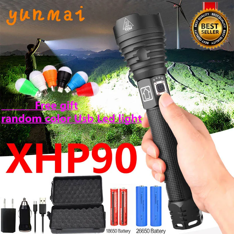 Фонарик Xlamp XHP90 XHP70.2 светодиодный Аккумуляторный с зарядкой от USB|Фонарики и