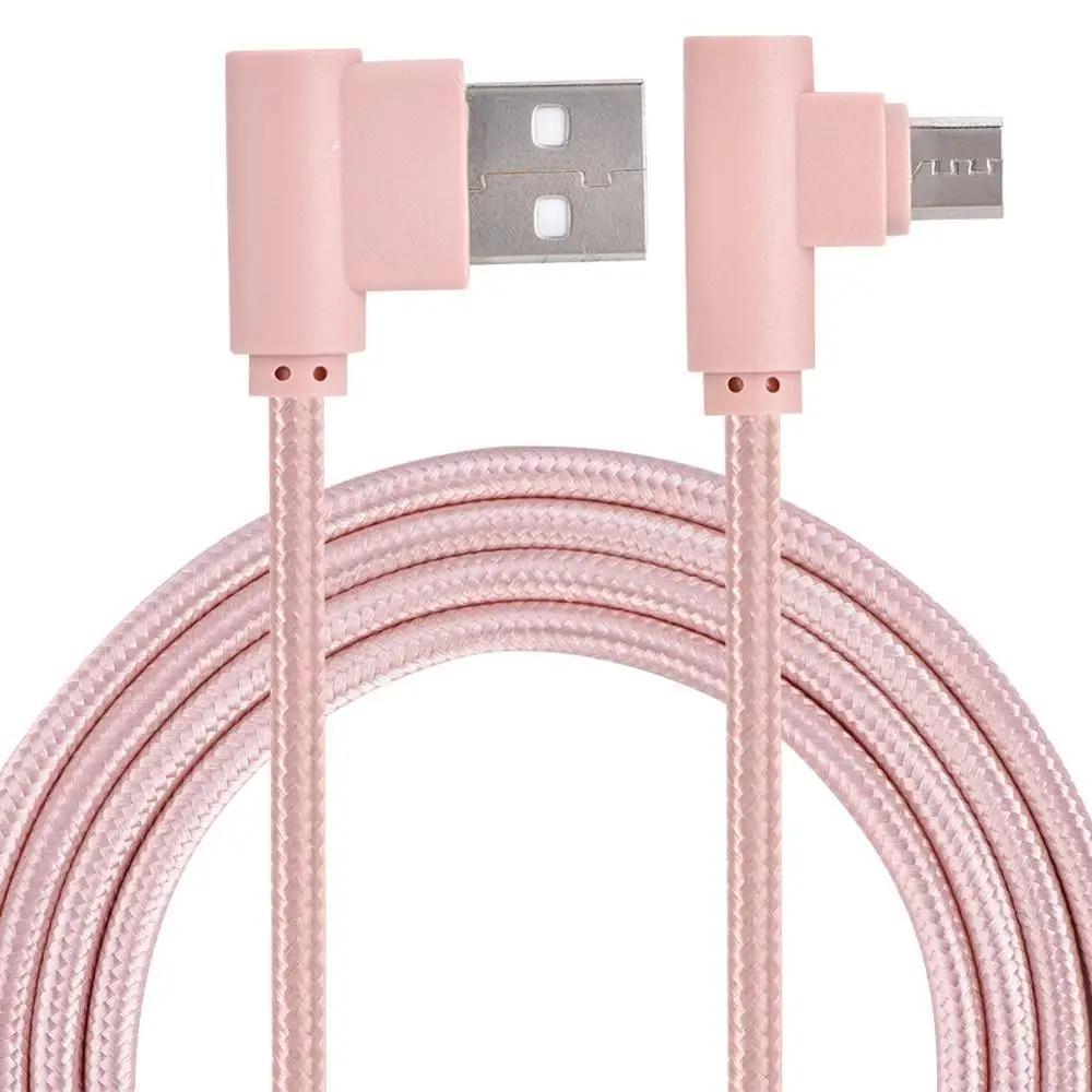 Кабель USB 2,0 с нейлоновой оплеткой 1 м Micro USB кабели под прямым углом 90 градусов для зарядки и синхронизации данных для телефонов Android