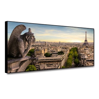 

Laeacco Champs Elysees France Tower City Oil Painting Canvas On Wall Art Pictures Posters For Living Room Modern Home Decoration
