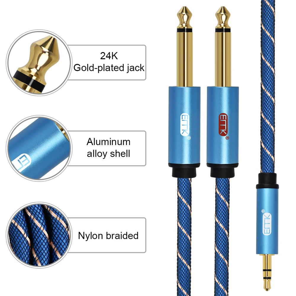 EMK 3.5mm-2 6.35mm  ̺ ׷ Aux 3.5 Male-Male 6.35 6.3 6.5  Y й  ڵ 5 m, ȭ-ͼ 