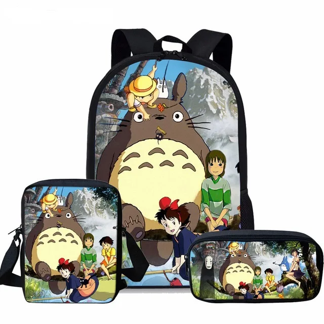 3 шт./компл. AnimeTotoro вместительный школьный рюкзак для малышей школьные сумки детей