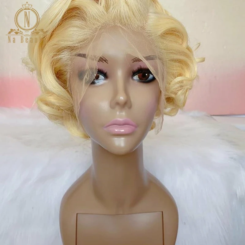 613 blonde short curly wig for black women 5(1)