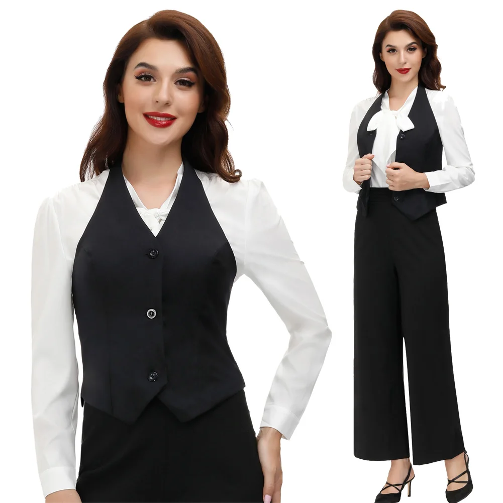 BP Women Halter Vest Backless V-Neck Single Breasted Handkerchief Hem Coat Vintage Waistcoat Button Down Dressy Vests