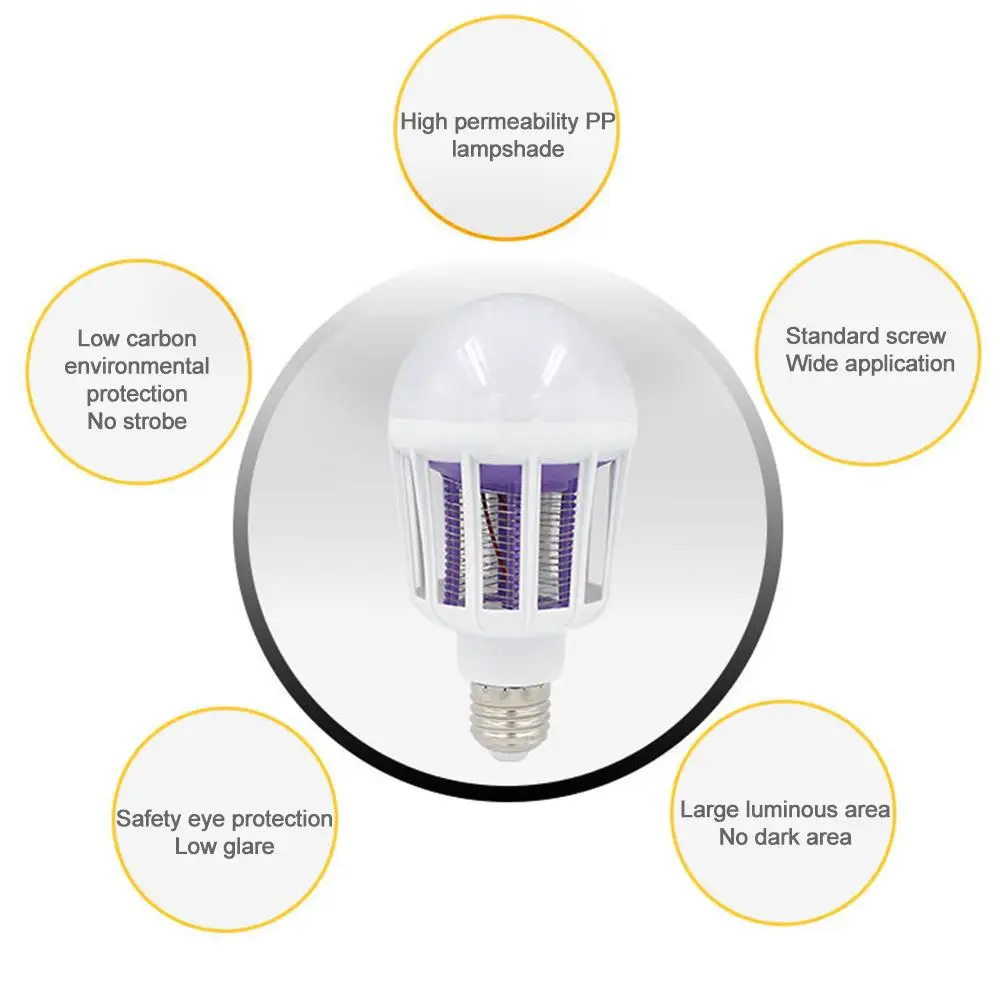 

Mosquito Light Mosquito Bulb E27 White Insect Trap Voiceless Pest Bug Fashion Creative Electric Fly Zapper Flying Insects