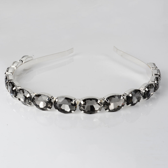 Princess Tiara Za Hairband Women Big AB Crystal Headband Gold Black Crown Head Piece Prom Hair Accessories Jewelry