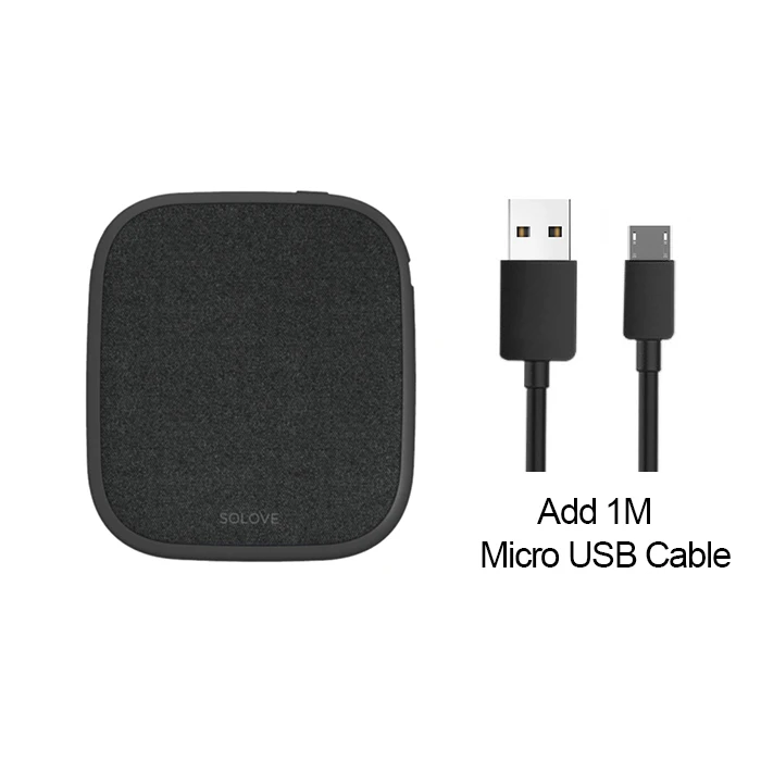 Black Add Micro USB Xiaomi SOLOVE 10000 мАч QI беспроводной внешний аккумулятор 10000 мАч Внешний аккумулятор быстрая зарядка для huawei samsung iPhone X XR XS MAX 8 Plus - Цвет: Black Add Micro USB