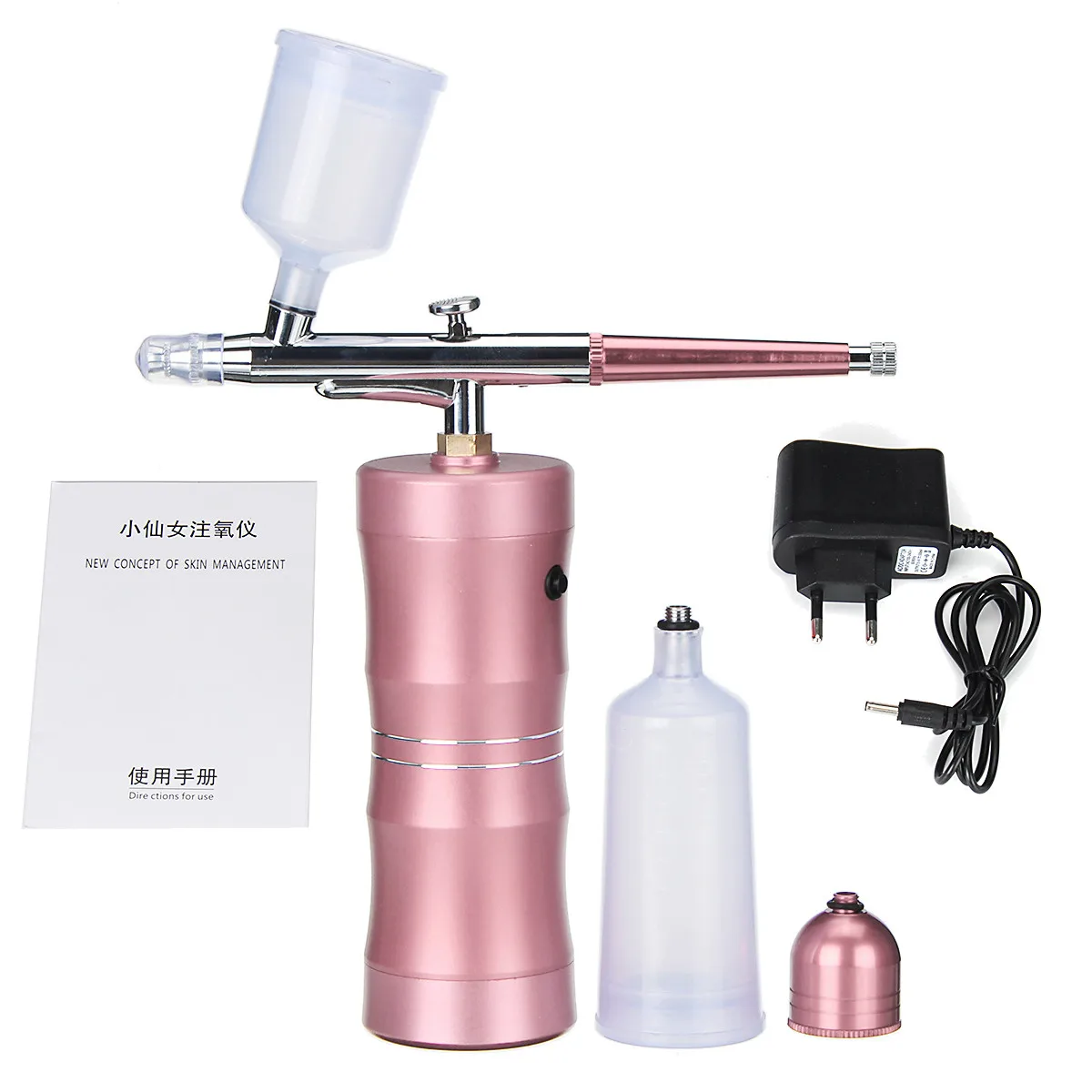 Type 1 Pink EU Plug Мини-Аэрограф с компрессором для лица кислородная машина для инъекций воды против морщин омоложение кожи водный распылитель устройство для красоты - Цвет: Type 1 Pink EU Plug
