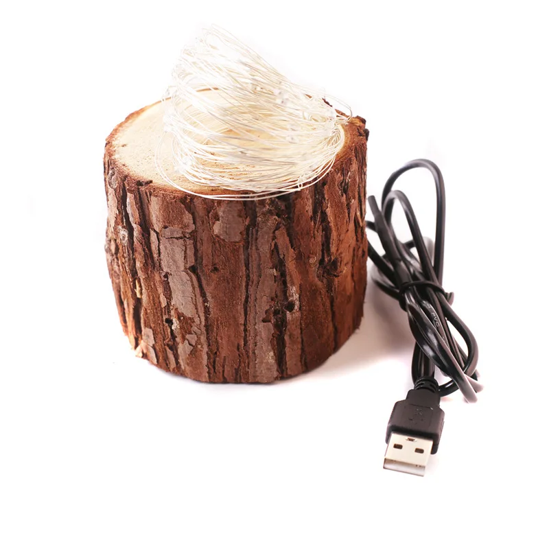 Рождественская светодиодная гирлянда USB медная/Серебристая проволока 1 м 5 10