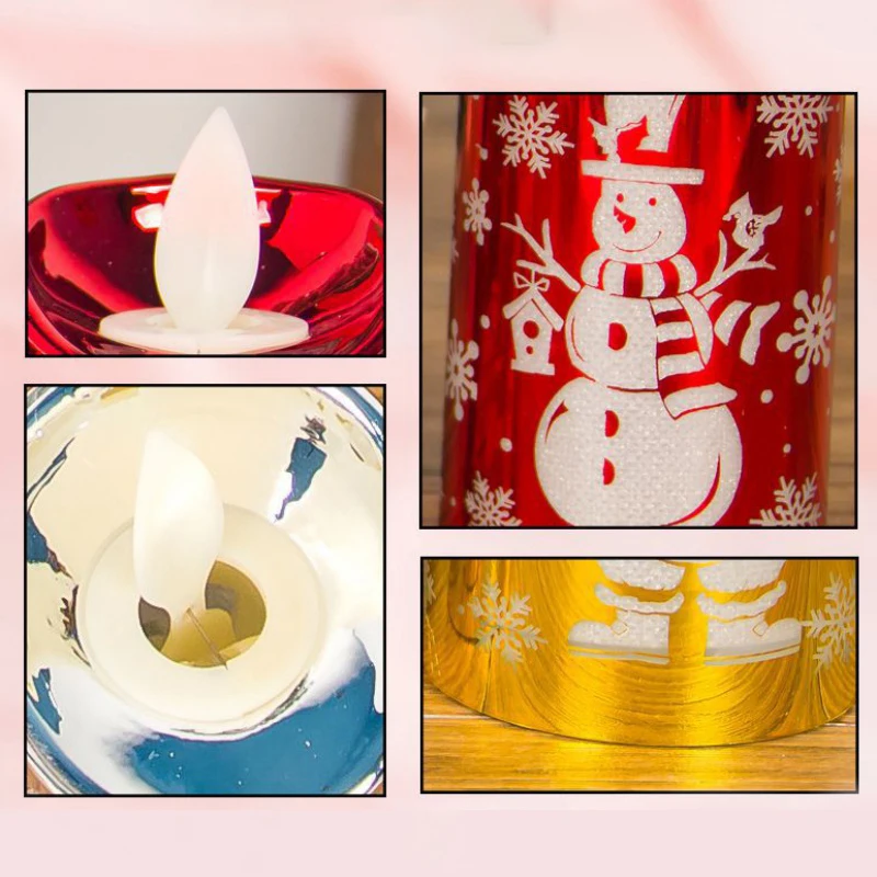 3Pcs/set Small Simulation Candlestick Candle Wind Light Creative Christmas Decor Simulation Candle Wind Lights Red/Gold/Silver