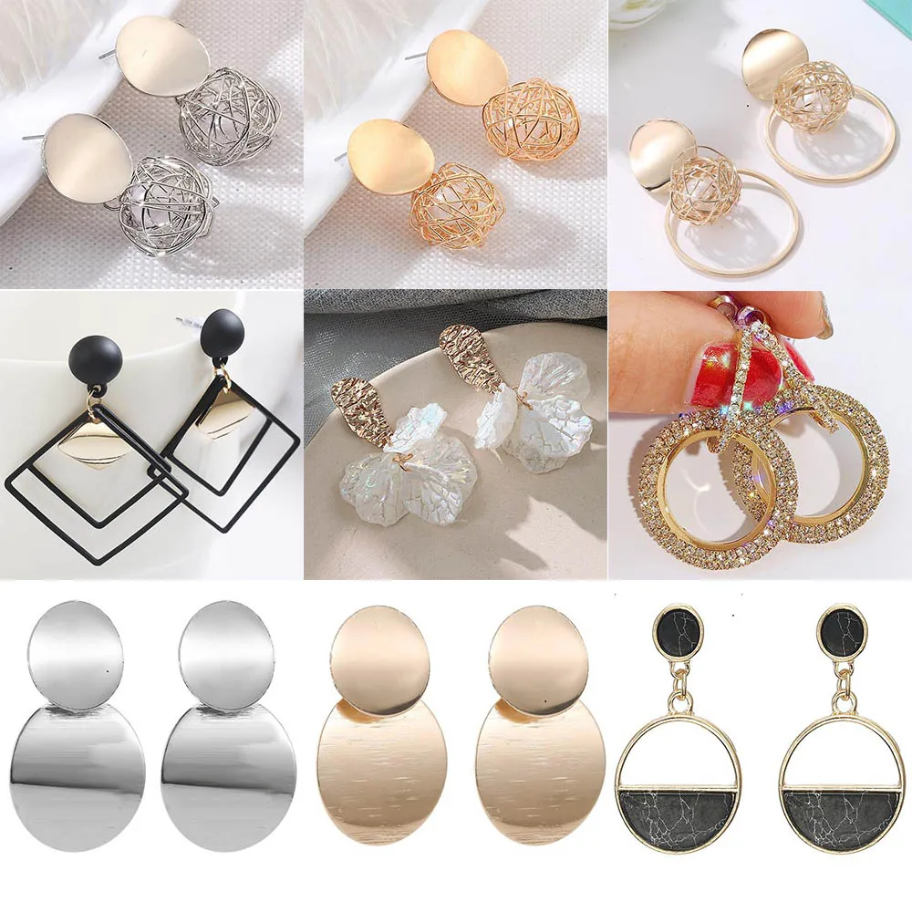 

New Fashion Korean Round Drop Earrings Statement Frosted Metal Fluff Pendants Vintage Jewelry Geometric Earrings 2020