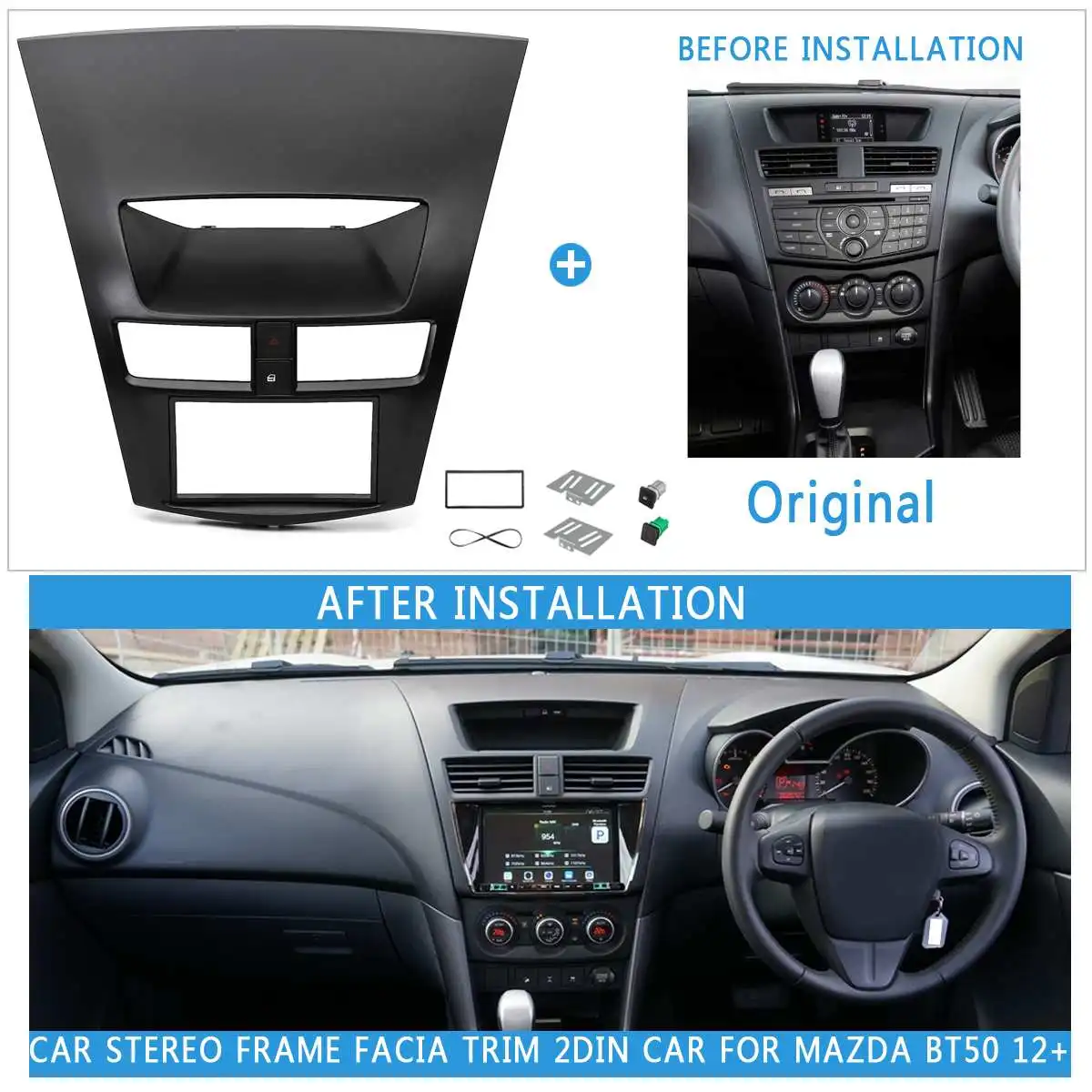 

2DIN Car Refitting Radio Stereo DVD Frame Fascia Dash Panel Installation Kit For Mazda BT-50 BT50 2012 2013 2014 2015 2016 2017+