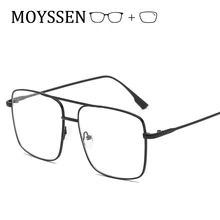 Мужские модные супер большие квадратные оправы из металлического сплава, Женские винтажные декоративные негабаритные оптические очки для близорукости-1,0-1,5