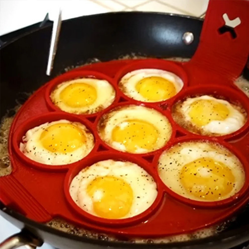1Pcs Pancake Maker Nonstick Silicone Pancake Mold 7 Holes Regular For Pancakes Round Egg Frying Form Flip Cooker Kitchen Helpers