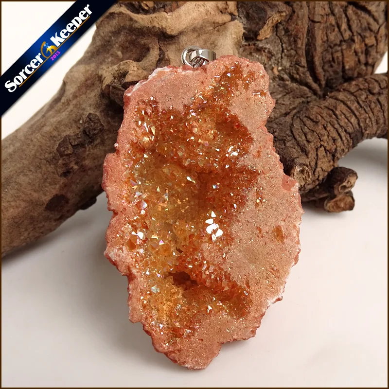 Irregular Natural Stone Pendulum Gold Plating Rainbow Crystal Druzy Pendants Sparkling Charms Necklace For Jewelry Making YS116 | Украшения
