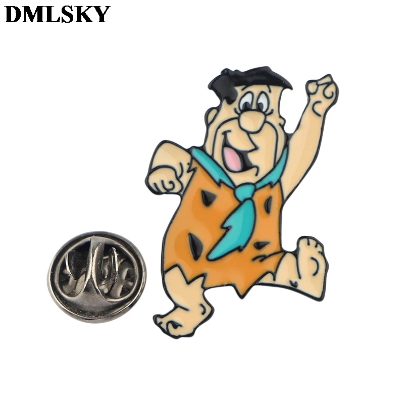 DMLSKY The Flintstones Personality brooch Metal Pin For Women Men Backpack Pin clothes Pins badge Hat Pin Charm JewelryM3986