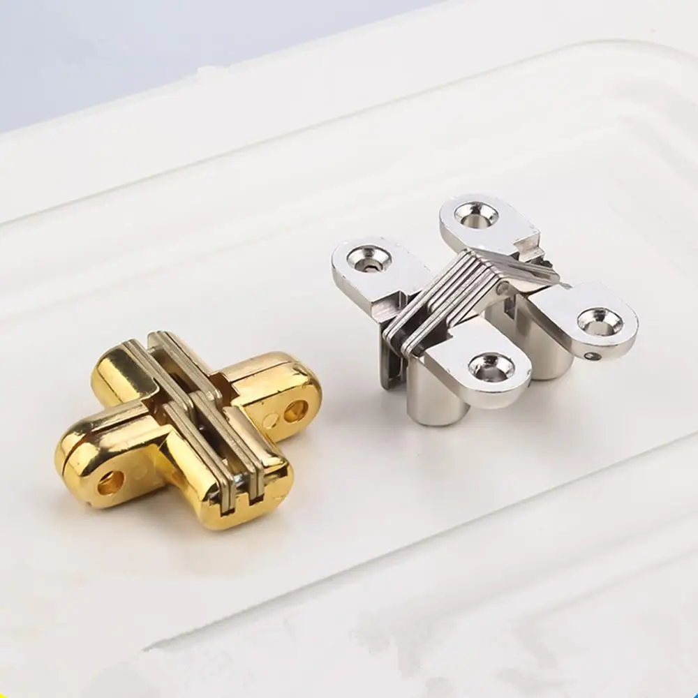 Hidden Hinges Door Hinges Stainless Steel Hinges 1PCS 8x42MM Invisible Concealed Cross Door Hinge Bearing 180D With Screw For Folding Door/Window Furniture DIY