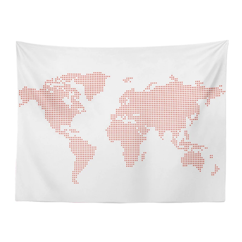 Personalized Geometry Tapestry White World Map Checkered Text Padded Living Room Office Large Decoration Polyester Beach Towel