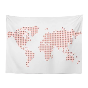 

Personalized Geometry Tapestry White World Map Checkered Text Padded Living Room Office Large Decoration Polyester Beach Towel