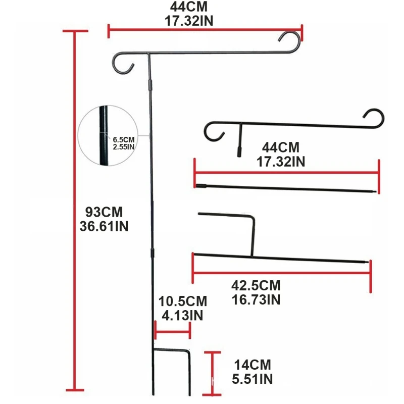 Garden Flag Stand Vertical Frame Durable Stainless Steel Weather-Proof Flag Hanging Holder Home Gardening Decoration Ornament