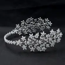 Ручная работа, новинка, кубический цирконий, свадебная Мягкая повязка на голову, тиара, украшения для волос, аксессуары, шиньоны CHA10053