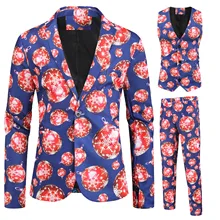 

Printed Men's Suit Three Of Vest Christmas Pants Jacket Casual Fashion Set Men Suits & Sets Men Suits Slim Fit