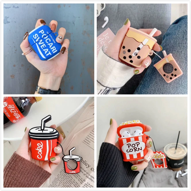 

japan 3D Drink bottle pocari sweat Case For Airpods 2 1 funny Shockproof Cover Wireless Bluetooth Earphone Silicone Soft coque