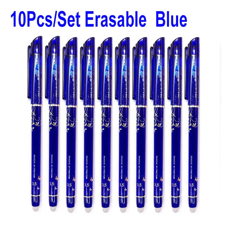 DELVTCH 10Pcs Set Erasable Pen 0.5mm Gel Ink Pen Needle Tip Refill Rod 4 Color Office School Student Writing Painting Stationery blank calligraphy paper multi use blank scroll scroll for painting drawing scroll chinese painting scroll for writing painting