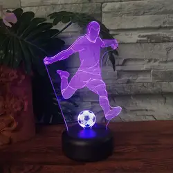 Прохладный 3D футбол сенсорный Настольный светильник 7 цветов Изменение USB питание ночной Светильник футболист спальня любители украшения