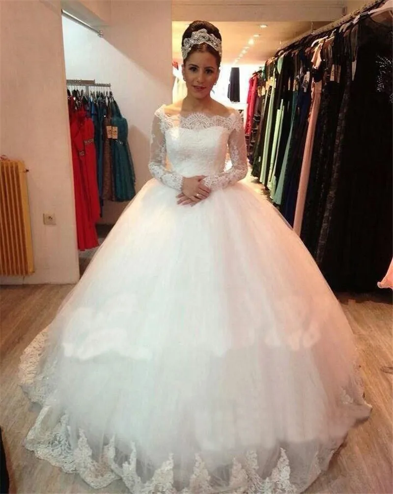 

MANSA 2015 Robe De Mariage Romantic princess wedding dress Long Sleeve Lace Appliques Bride Dresses Vestidos De Noivas
