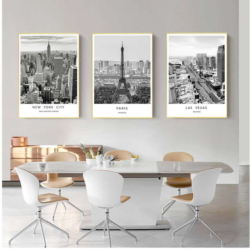 Prints Nordic Style Wall Art Picture Home Decor Black White Canvas Painting World City Landscape Paris London New York Poster | Дом и сад
