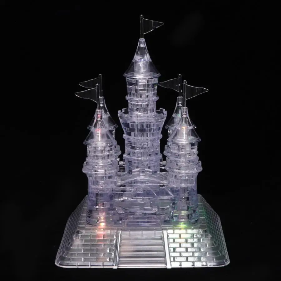 Хрустальная головоломка 3D игрушка Дети DIY собранная форма замка с музыкальным светом строительные наборы детские развивающие игрушки