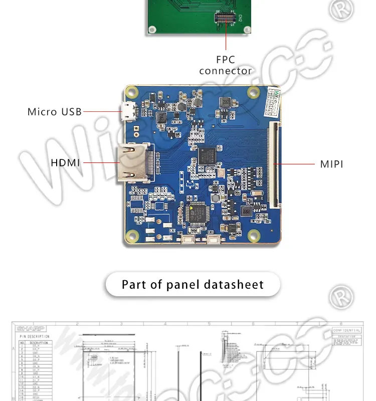 1080x1920 display com placa do controlador mipi