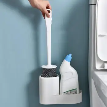 

Soft Bristle Wall-mounted Bathroom Toilet Brush Holder Set Clean Tool Durable ThermoPlastic Rubber Silicone Toilet Brush